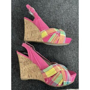 Woman's pink strappy Steve Madden high heals P-CINDY 6.5